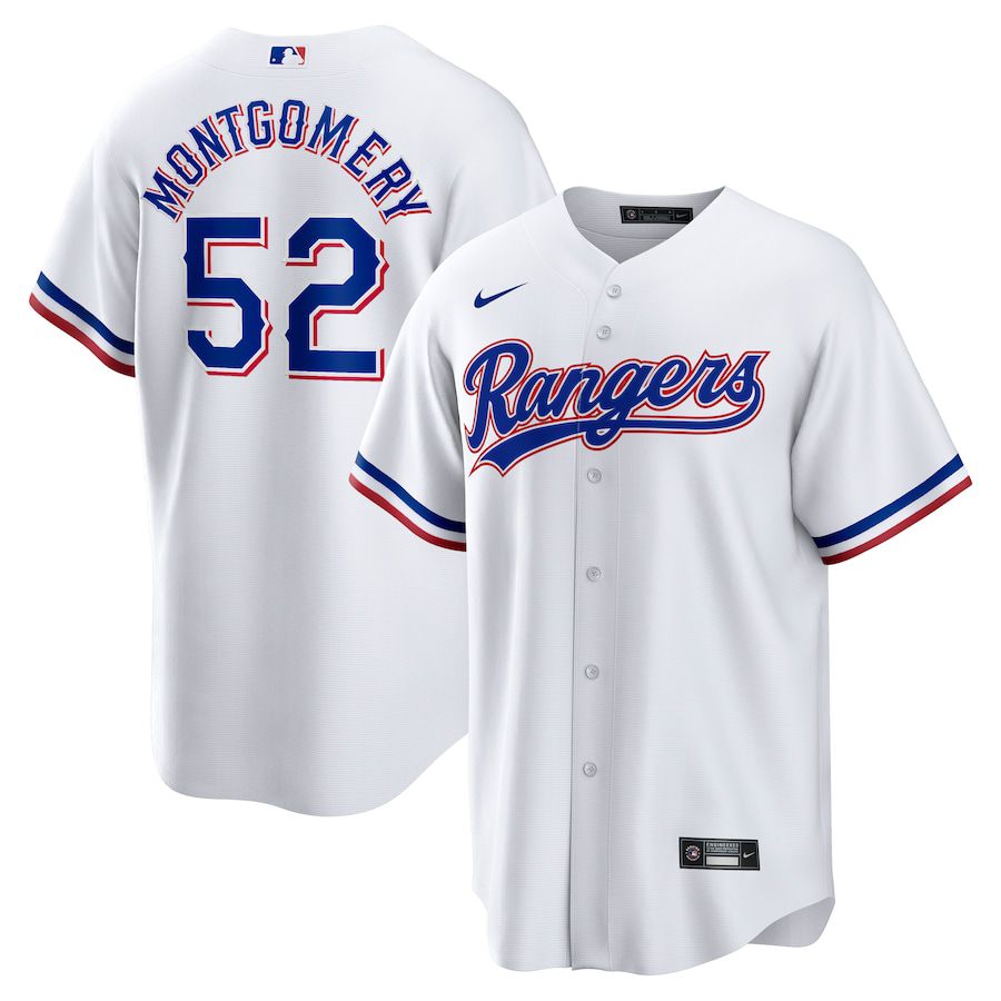 Men Texas Rangers #52 Jordan Montgomery Nike White Home Replica Player MLB Jersey